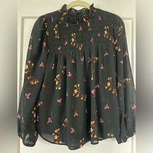 Madewell georgette smocked top in floral print size L